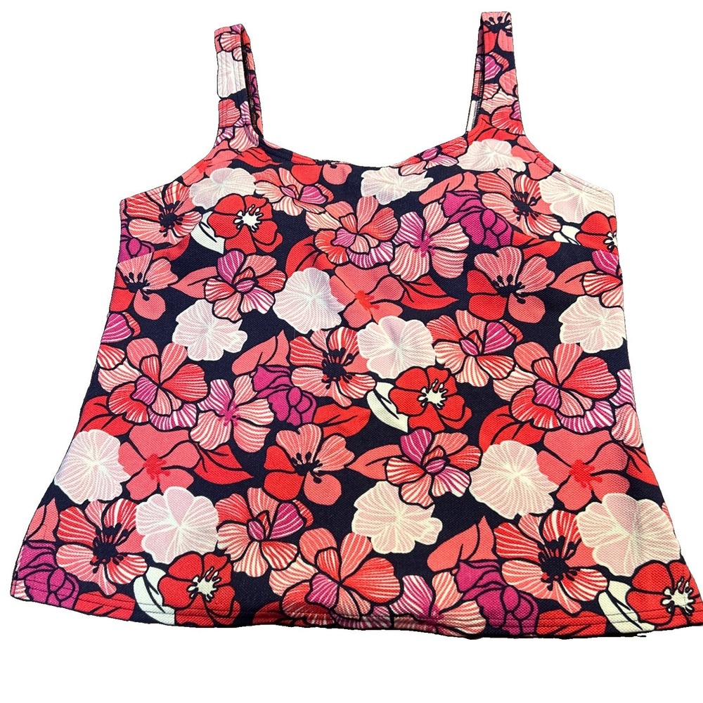 Land's End Women's Size 10 Tankini Top  Built-In Bra Floral Print ***TOP ONLY***